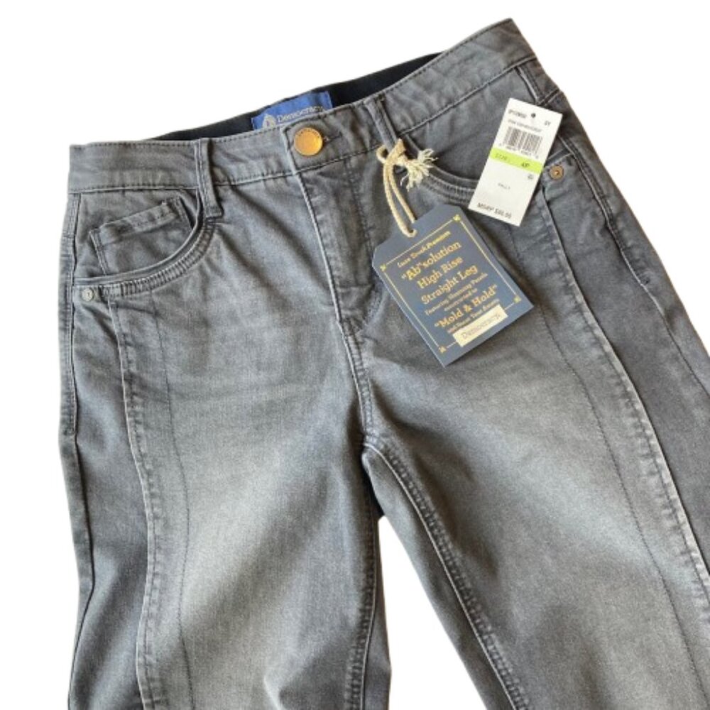 Democracy Ab Solution High Rise Ankle Straight Leg Jeans 4 PETITE Gray NWT - Picture 2 of 9